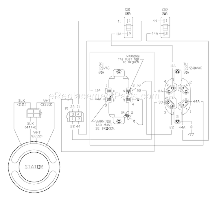Page E Diagram and Parts List for 030255-0  Briggs and Stratton Generator